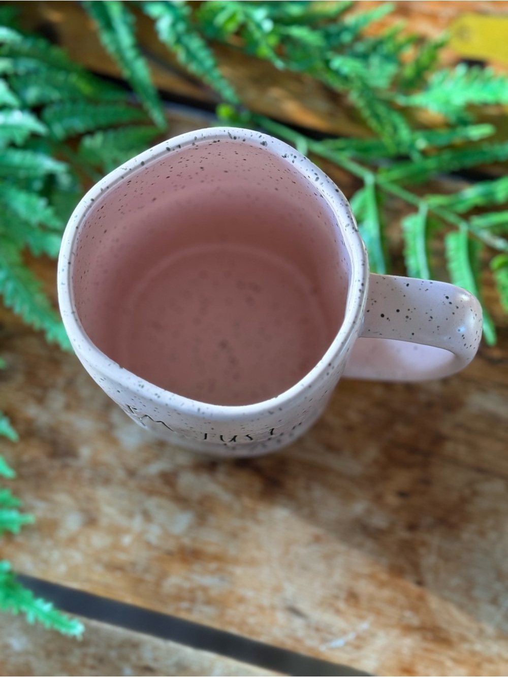 Rae Dunn Pink Speckled Mug "I'm Just Here for the Chocolate" - Picture 2 of 4